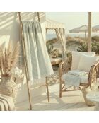 Fouta pareo en coton Bora Bora vert amande/taupe clair - 100x200 cm