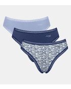 Set di 3 mutandine a gamba alta Go Crush, blu chiaro/blu e bianco