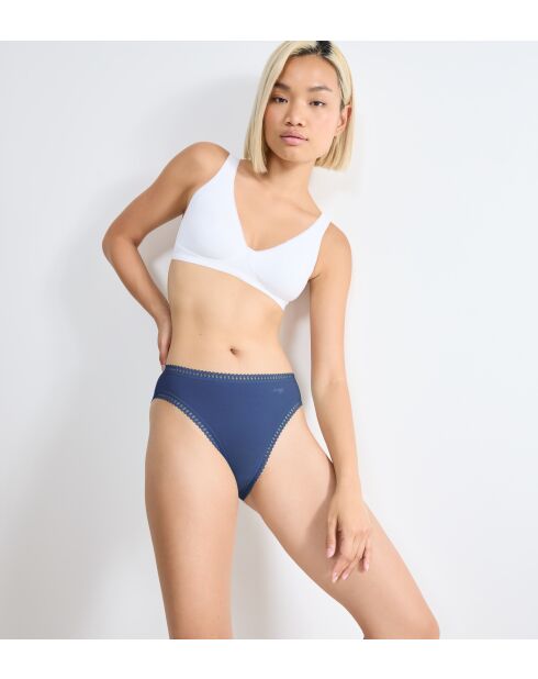 Lot de 3 culottes échancrée Go Crush High Leg bleu marine/bleu clair/bleu et blanc