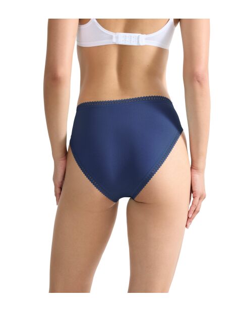 Lot de 3 culottes échancrée Go Crush High Leg bleu marine/bleu clair/bleu et blanc
