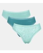 Set di 3 mutandine a gamba alta Go Crush, blu cielo/turchese/azzurro chiaro