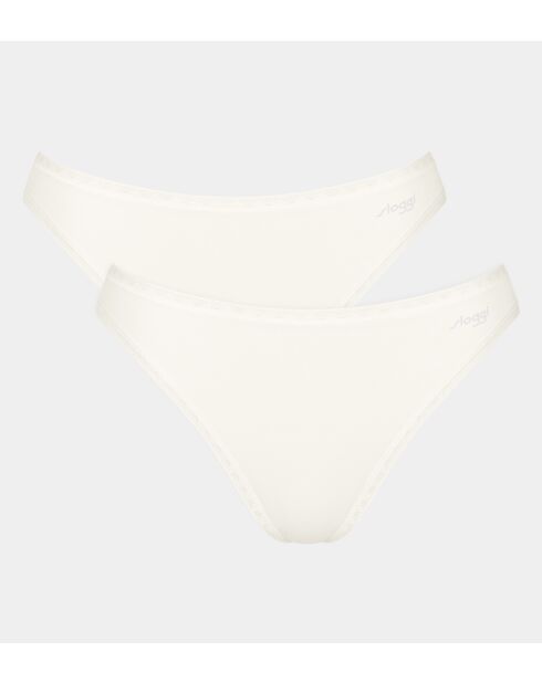 Set di 2 slip Go Tai a taglio alto in seta bianca