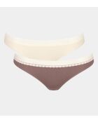 Go Ribbed R Brazil Slips, 2er-Set, cremefarben/brauner Zuckerguss