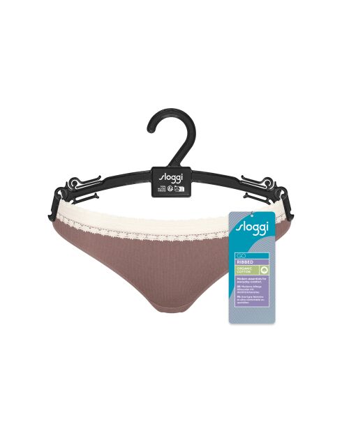 Set di 2 slip Go Ribbed R Brazil color crema/marrone con glassa