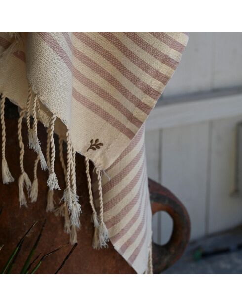 Hossegor Fouta aus Baumwolle, Größe XXL, puderrosa, 200 x 200 cm