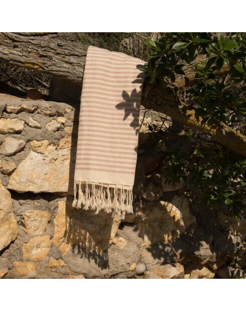 Hossegor Fouta aus Baumwolle, Größe XXL, puderrosa, 200 x 200 cm
