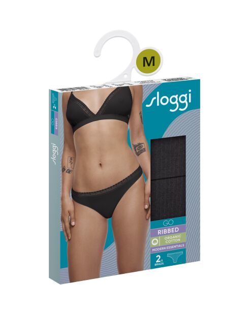 Set di 2 slip neri Go Ribbed H Brazil