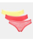 Set aus 3 Go Crush Mini-Slips in leuchtendem Koralle/Gelb/Korallenrot und Weiß