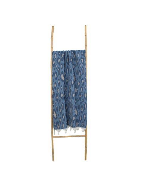 Luipaardblauwe katoenen jacquard fouta - 100x200 cm