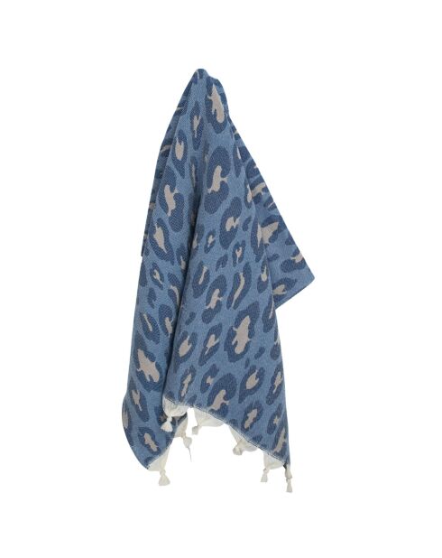 Luipaardblauwe katoenen jacquard fouta - 100x200 cm