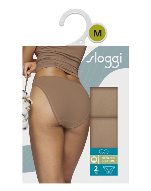 Set di 2 nostalgici slip scollati Go H Tai marroni