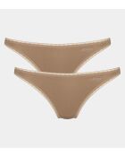 Set di 2 slip Go Mini a vita bassa in marrone nostalgico