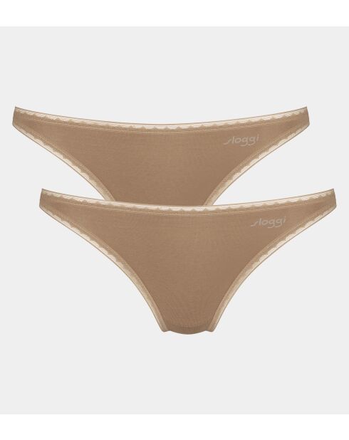 Set di 2 slip Go Mini a vita bassa in marrone nostalgico