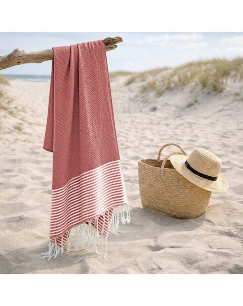 Fouta aus Baumwolle aus Ibiza-Ton rosa - 100x200 cm