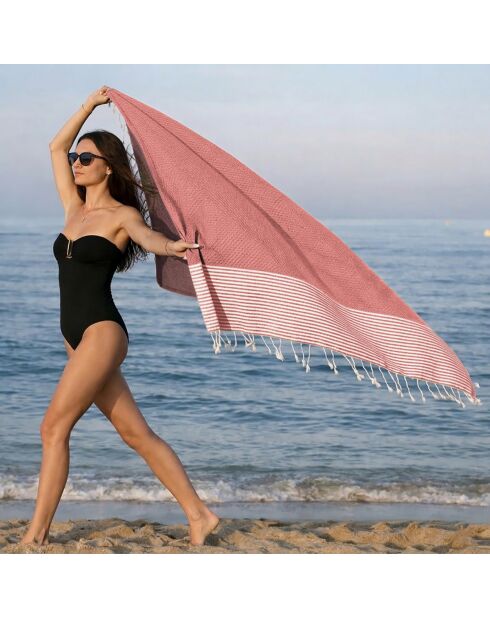 Fouta aus Baumwolle aus Ibiza-Ton rosa - 100x200 cm