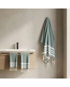 Set mit 3 Hamptons Badetüchern aus Baumwolle, 100 x 200 cm, salbeigrün