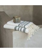 Set von 3 Hamptons Badefoutas aus Baumwolle weiß/salbeigrün - 100x200 cm