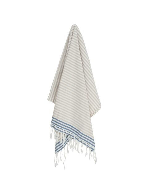 Pareo in cotone Bora Bora beige/blu jeans fouta - 100x200 cm