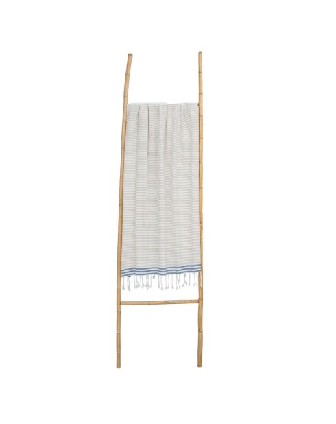 Pareo in cotone Bora Bora beige/blu jeans fouta - 100x200 cm