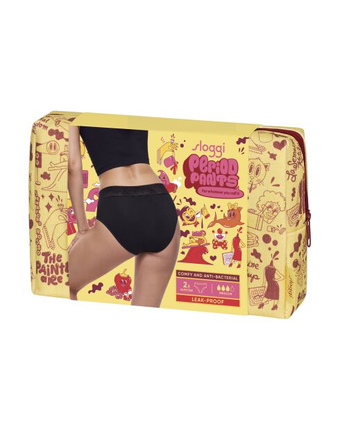 Confezione da 2 pantaloncini mestruali neri medi