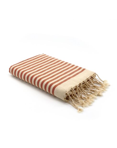 Hossegor rode tomette XXL katoenen fouta - 200x200 cm