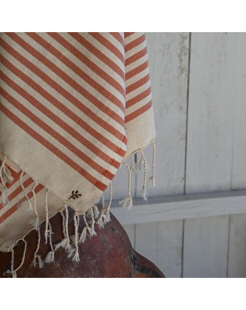 Hossegor rode tomette XXL katoenen fouta - 200x200 cm