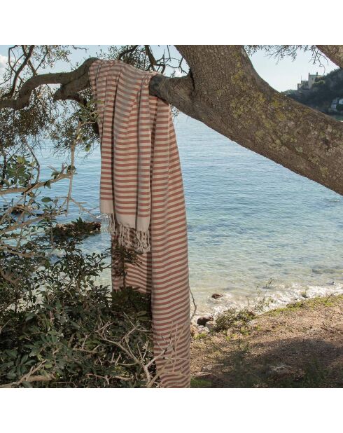 Hossegor rode tomette XXL katoenen fouta - 200x200 cm