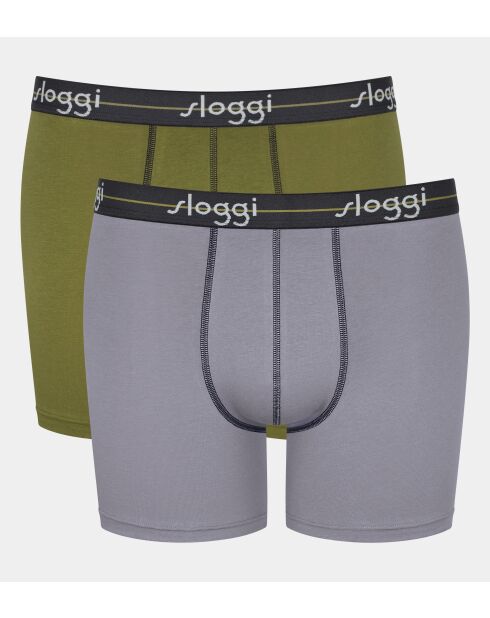 Set van 2 kaki en grijze Start boxershorts