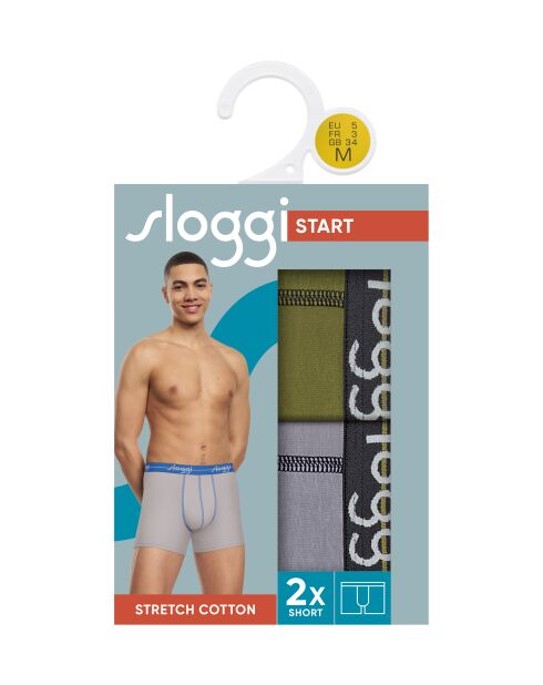 Set van 2 kaki en grijze Start boxershorts