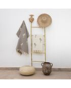 Fouta aus Baumwolle mit Palmenjacquard in Helltaupe - 100x200 cm