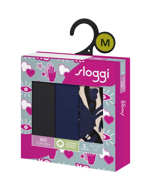 Lot de 3 strings Go Crush H bleu foncé