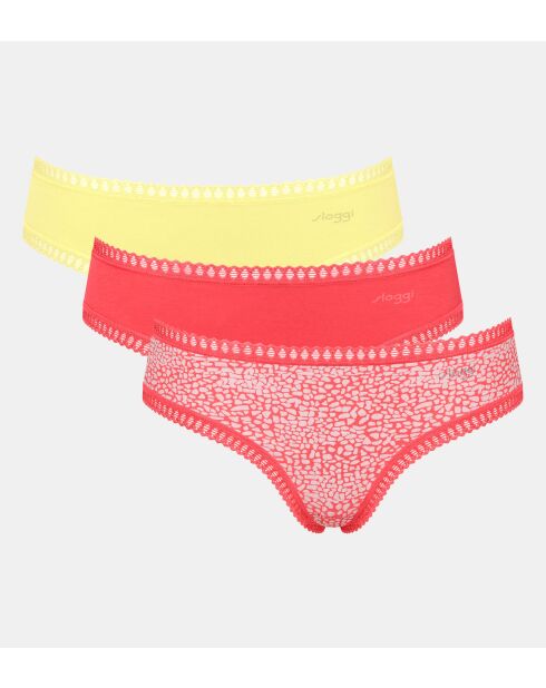 Confezione da 3 slip hipster Go Crush corallo/giallo