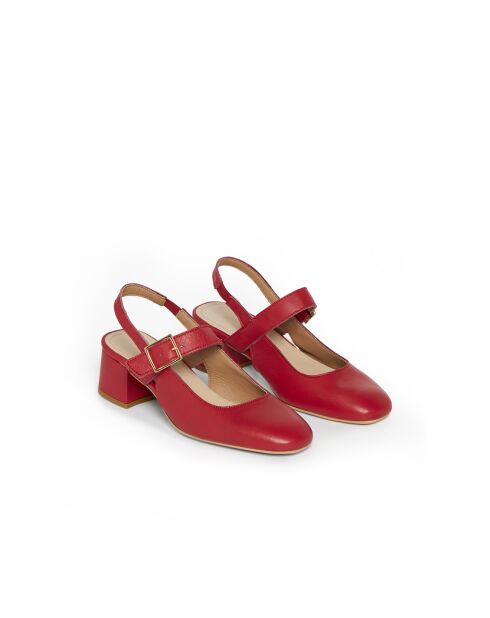 Escarpins Mona 6 en cuir rouges - Talon : 5 cm