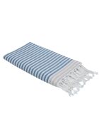 Bora Bora Baumwoll-Pareo Fouta Sturmblau/Beige - 100x200 cm