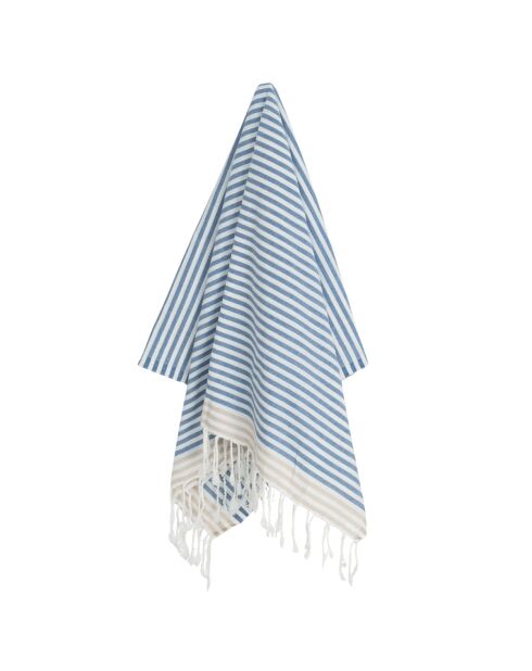 Pareo in cotone Bora Bora fouta storm blu/beige - 100x200 cm