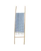 Bora Bora Baumwoll-Pareo Fouta Sturmblau/Beige - 100x200 cm
