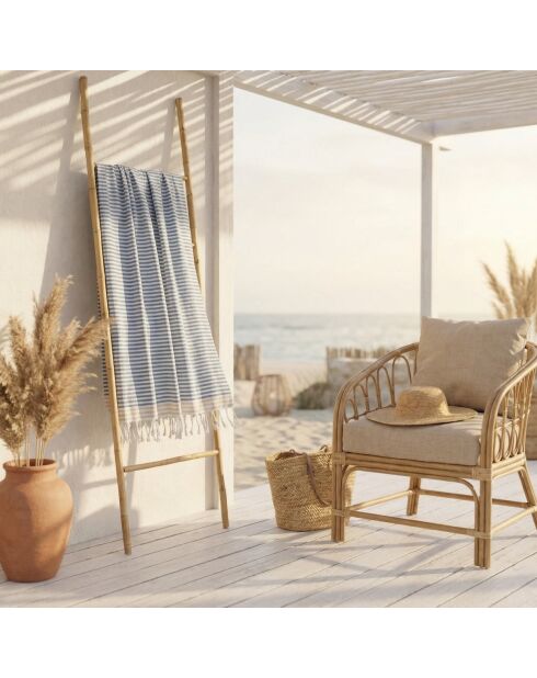 Pareo in cotone Bora Bora fouta storm blu/beige - 100x200 cm