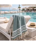 Hamptons Fouta aus Baumwolle mit Wabenmuster Salbeigrün/Silber - 100x200 cm