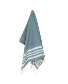 Hamptons Fouta aus Baumwolle mit Wabenmuster Salbeigrün/Silber - 100x200 cm