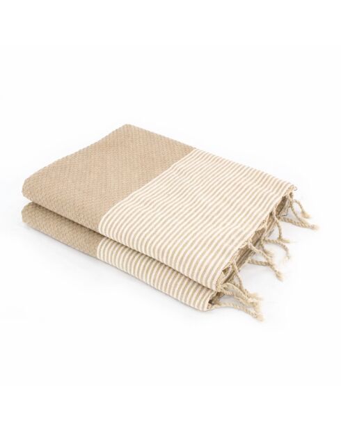 Fouta in cotone beige Ibiza xxxl - 200x300 cm