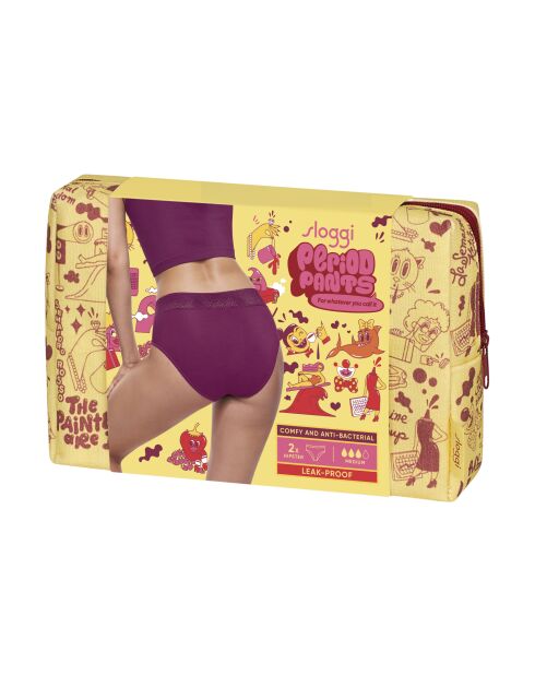 Confezione da 2 pantaloncini mestruali Medium Wine