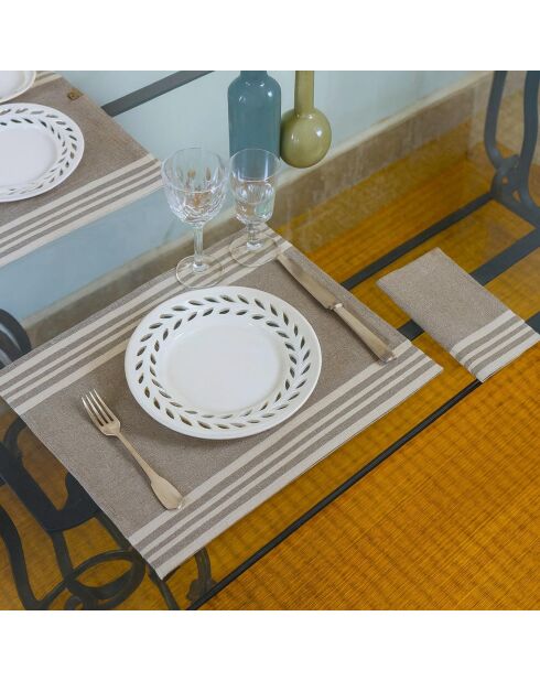 4 Sets de table en coton Mahdia taupe - 35x50 cm