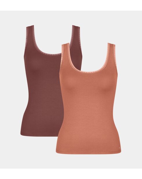 Set van 2 Go Tank tanktops steenrood