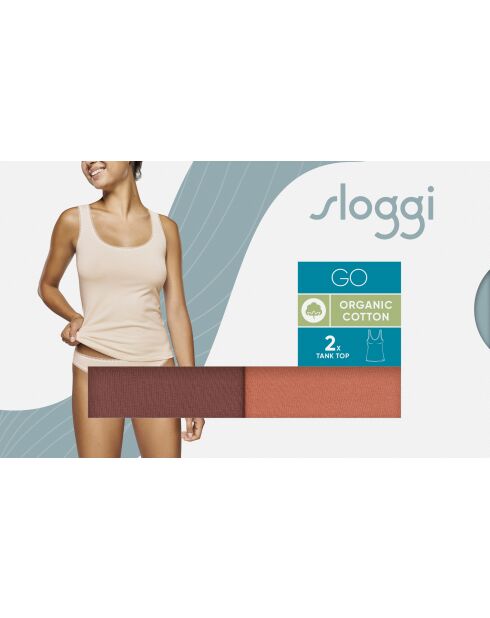 Set van 2 Go Tank tanktops steenrood