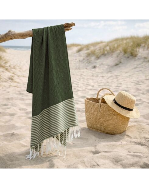 Ibiza katoenen fouta olijfgroen - 100x200 cm