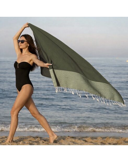 Ibiza katoenen fouta olijfgroen - 100x200 cm