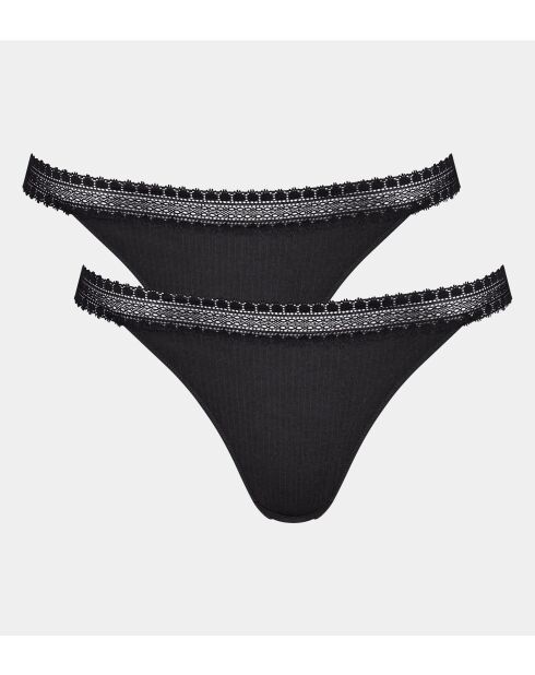 Set de 2 tangas Go Ribbed negras