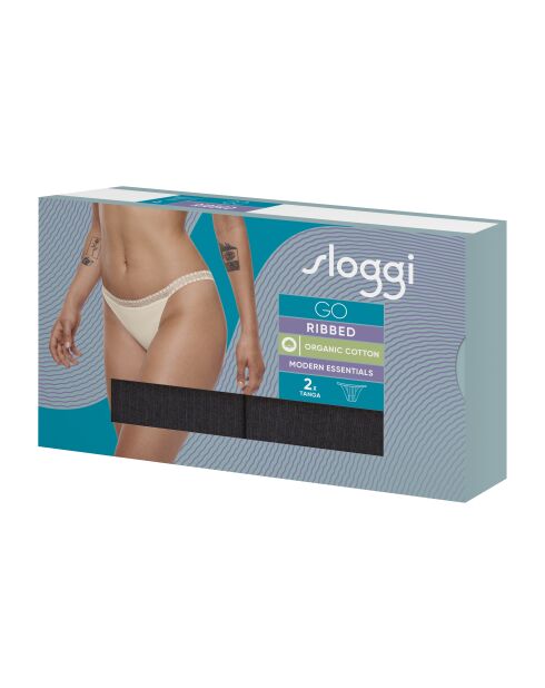 Set de 2 tangas Go Ribbed negras