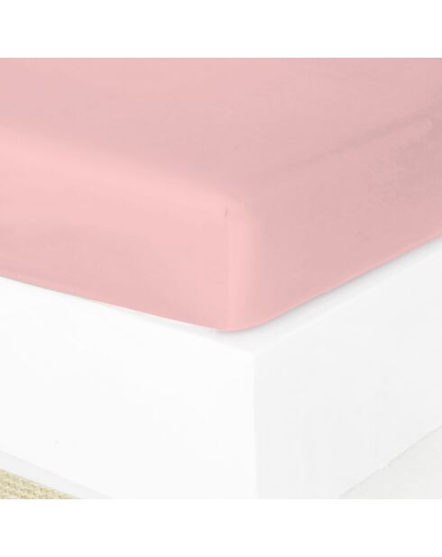 Drap housse satin de en coton Julia rose