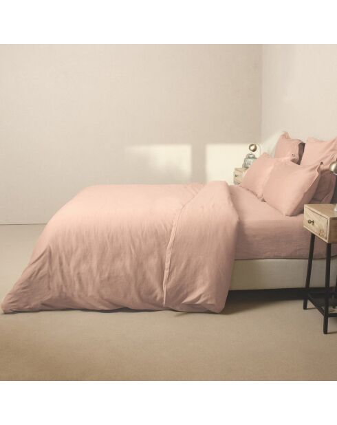 Drap housse satin de en coton Julia rose